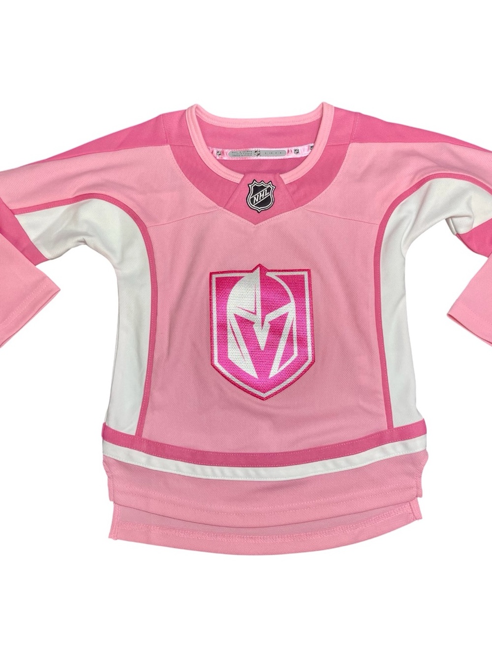 NHL Vegas Golden Knights Kids Pink and White Hockey Jersey